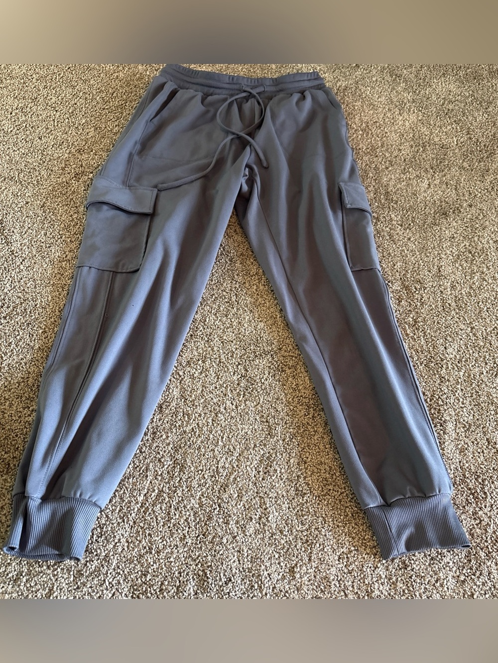Rachel Zoe Women’s M Gray Blue Mid-Rise Jogger Pants Cargo Pockets Drawstring